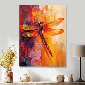 Red Yellow Dragonfly's Breath - Dragonfly Wall Decor